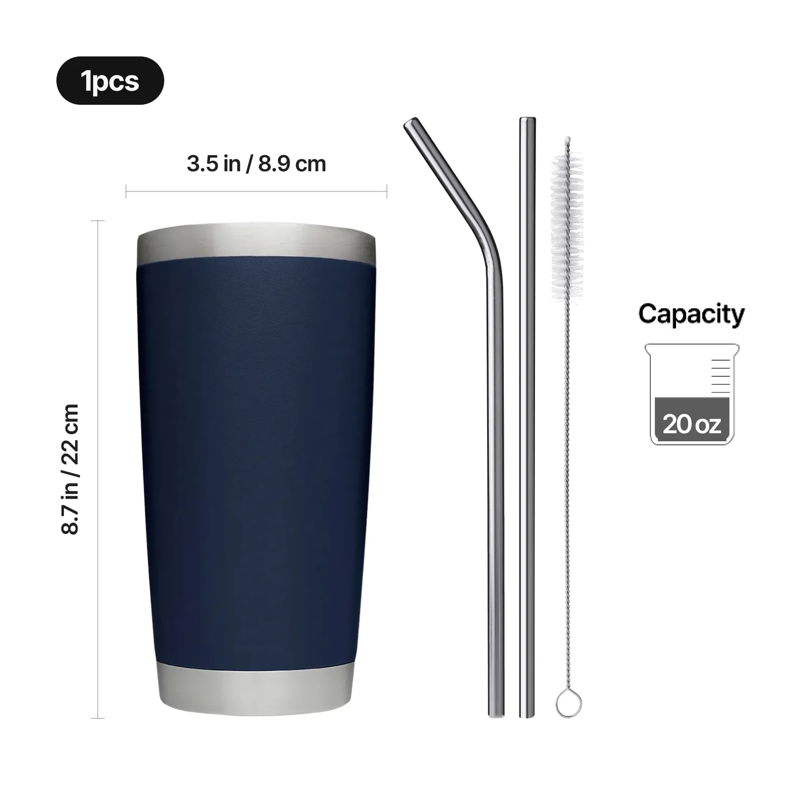 A 20oz format with cup-holder-friendly proportions and straw accessories.